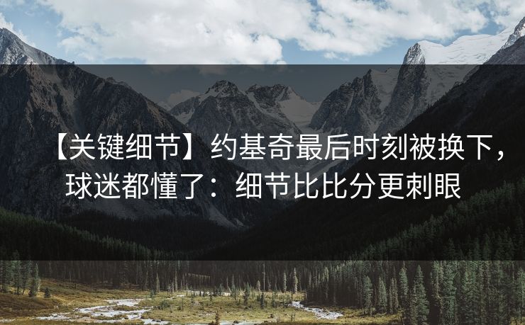 【关键细节】约基奇最后时刻被换下，球迷都懂了：细节比比分更刺眼-第1张图片-开云体育Kaiyun官网地址 - 最新链接