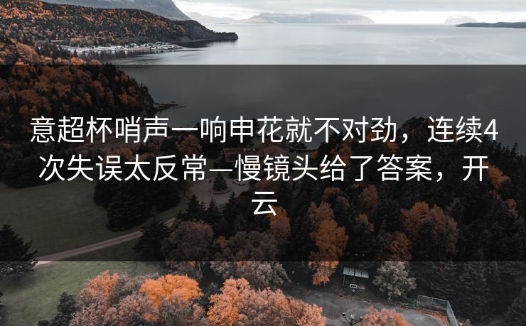 意超杯哨声一响申花就不对劲，连续4次失误太反常—慢镜头给了答案，开云-第1张图片-开云体育Kaiyun官网地址 - 最新链接