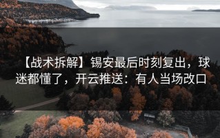 【战术拆解】锡安最后时刻复出，球迷都懂了，开云推送：有人当场改口