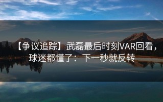 【争议追踪】武磊最后时刻VAR回看，球迷都懂了：下一秒就反转