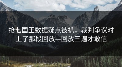 抢七国王数据疑点被扒，裁判争议对上了那段回放—回放三遍才敢信