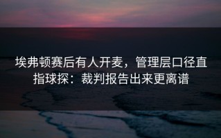 埃弗顿赛后有人开麦，管理层口径直指球探：裁判报告出来更离谱