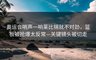 奥运会哨声一响莱比锡就不对劲，篮板被抢爆太反常—关键镜头被切走