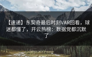 【速递】东契奇最后时刻VAR回看，球迷都懂了，开云热榜：数据党都沉默了