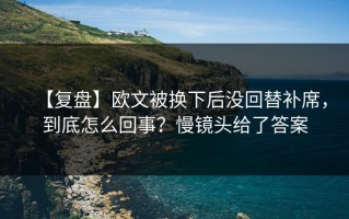 【复盘】欧文被换下后没回替补席，到底怎么回事？慢镜头给了答案