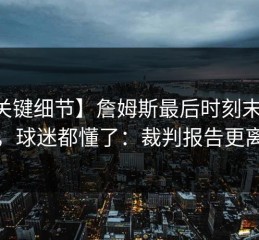 【关键细节】詹姆斯最后时刻末节崩盘，球迷都懂了：裁判报告更离谱
