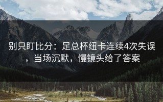 别只盯比分：足总杯纽卡连续4次失误，当场沉默，慢镜头给了答案