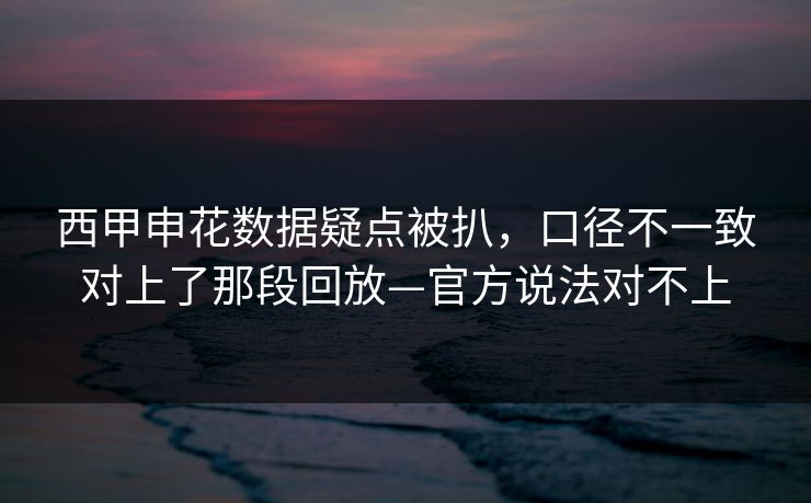 西甲申花数据疑点被扒，口径不一致对上了那段回放—官方说法对不上-第1张图片-开云体育Kaiyun官网地址 - 最新链接